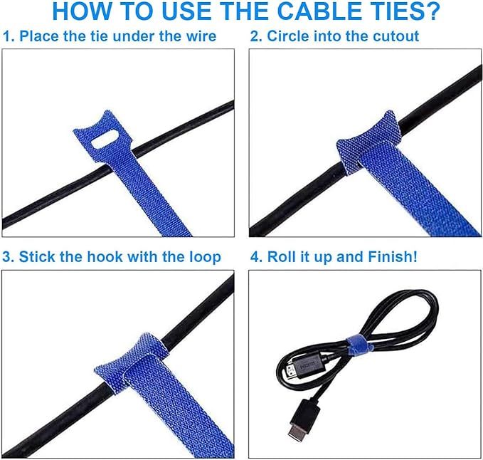 60 PCS 6 Inches Reusable Cable Ties, Wire Ties, Cord Organizer, Cable Organizer - Image 3