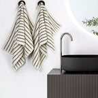 Jacquotha Black and White Striped Hand Towels - Image 3