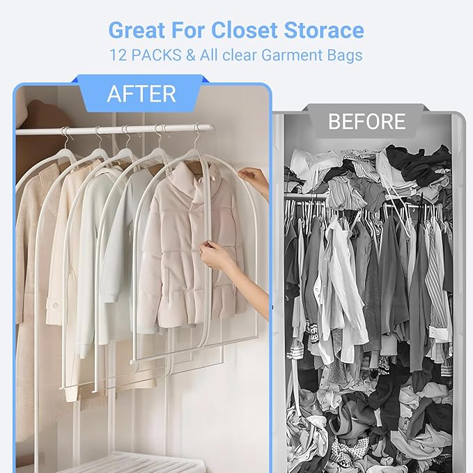 Garment Bags for Hanging Clothes 24'' x 48'' Coat Covers for Closet Foldable - Image 7