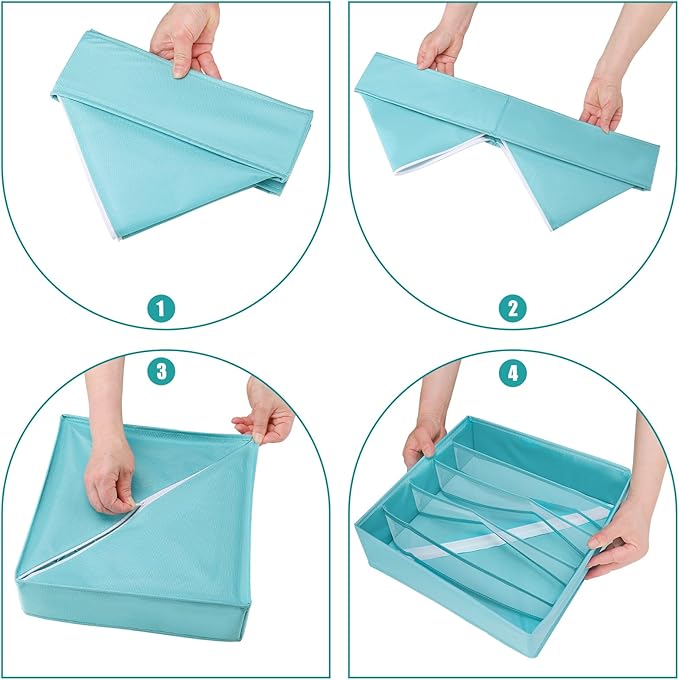 Drawer under Cabinet Clothes Organizer 5 Cell Foldable Storage Cubes Underwear - Image 5