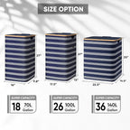 BALEINE Laundry Hamper with Lid, Tall Laundry Baskets with Bamboo Pull Handles - Image 2