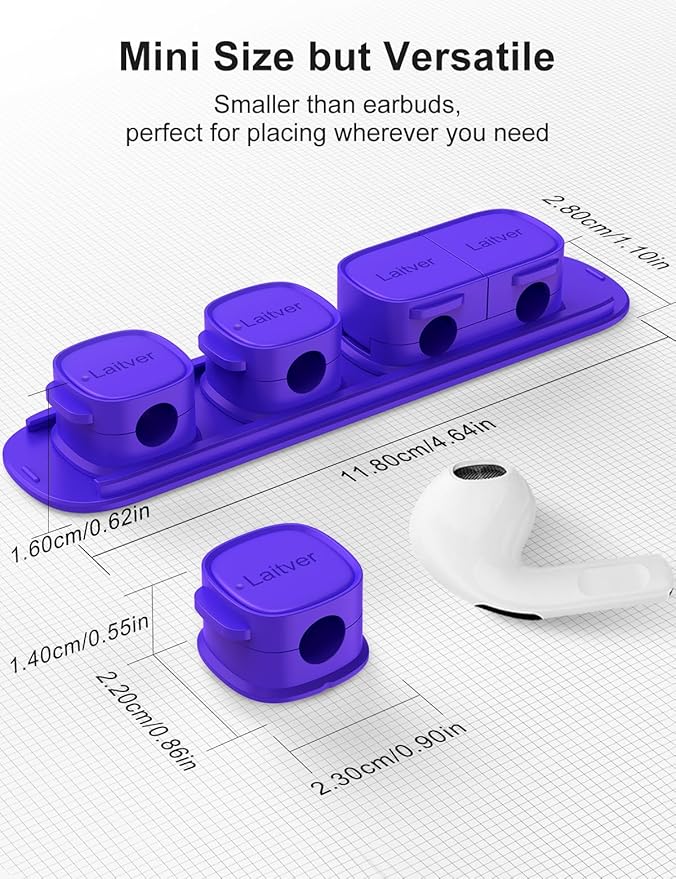 6 Pack Magnetic Cable Clips, Laitver Cord Organizer Holder Strong Adhesive Desk - Image 8