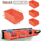 Wallmaster 8-Bin Storage Bins Garage Rack System 2-Tier Orange Tool Organizers - Image 3
