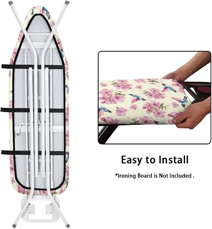Pink Flower Hummingbird Ironing Board Cover and Pad Cover - Image 4