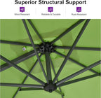 PURPLE LEAF 8 Feet Square Cantilever Umbrella Patio Umbrella with Base Outdoor Umbrella Aluminum Offset with 360-degree Rotation for Garden Deck Pool Patio Apple Green - Image 3