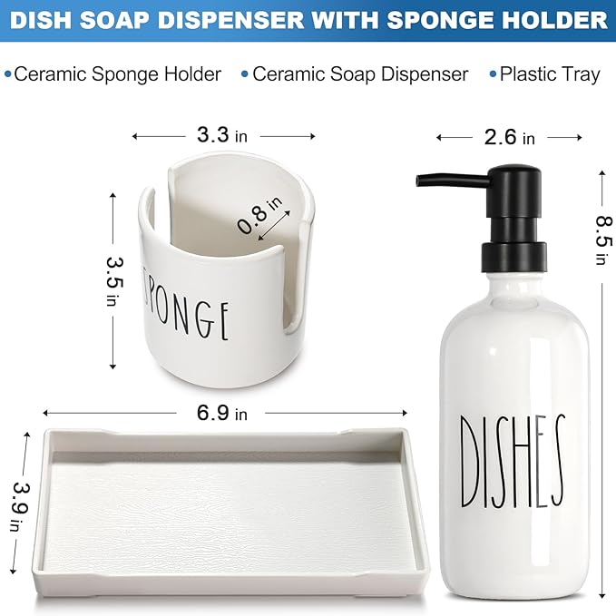 Dish Soap Dispenser for Kitchen, Ceramic Dish Soap Dispenser - Image 2
