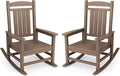 KINGYES HDPE Outdoor Rocking Chair Set of 2, Widened Seat Patio Rocking Chair, Oversized All Weather Patio Rocker, Brown by KINGYES