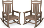 KINGYES HDPE Outdoor Rocking Chair Set of 2, Widened Seat Patio Rocking Chair, Oversized All Weather Patio Rocker, Brown by KINGYES