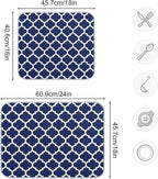 Navy Blue Trellis Lattice Dish Drying Mat - Image 3