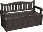 Greesum 80 Gallon Storage Bench Outdoor Deck Box with Armrest, Patio Furniture,Lockable, Waterproof and UV Resistant, Suitable for Garden, Pool, Brown by BuynowfromGreesum