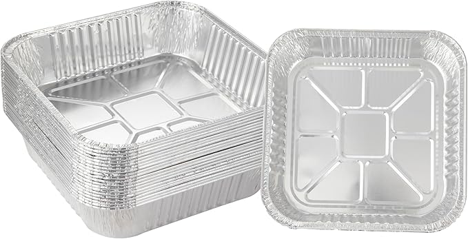 10pack- 8 x 8 Aluminum foil Pans Disposable Heavy Duty Square baking Cake Pan by Waytiffer