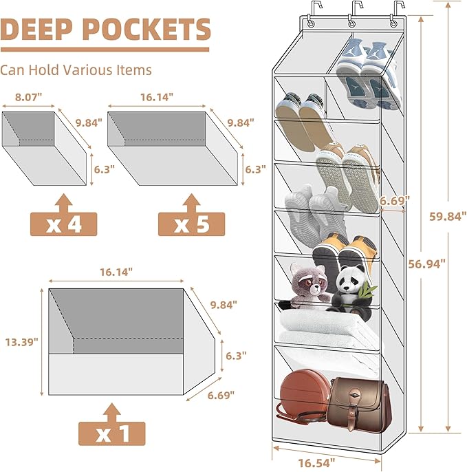 STORAGE MANIAC Over the Door Shoe Organizer Heavy-Duty Large Deep Pocket - Image 3