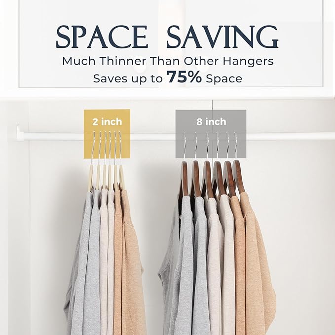 HOUSE DAY Beige Velvet Hangers 20 Pack, Non Slip Clothes Felt Hanger Heavy Duty - Image 4