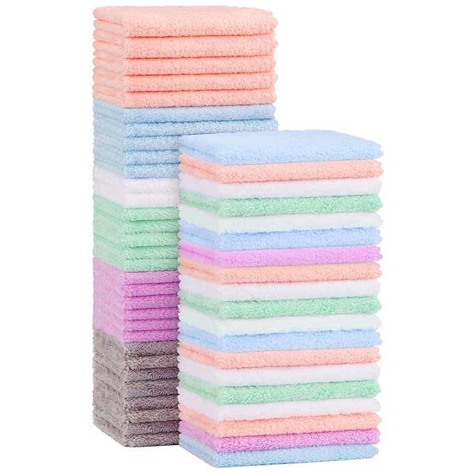 Orighty Baby Washcloths 50-Pack, Microfiber Coral Fleece Baby Face Towels by AllRightinOrighty
