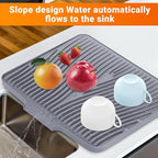 Silicone Dish Drying Mat for Kitchen Counter, Non-Slip Drain Pad, Dish Drying - Image 4