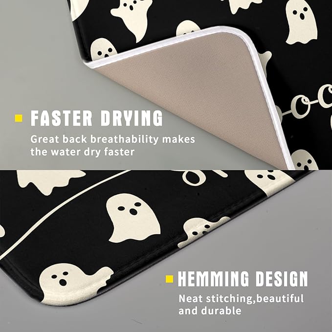 Halloween Dish Drying Mat for Kitchen Counter Spooky Ghost Holiday Super - Image 3