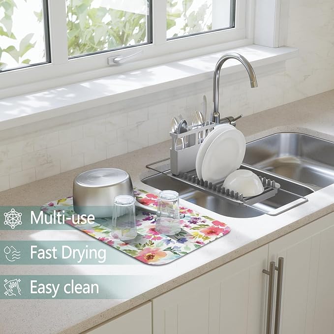 Dish Drying Mat for Kitchen Counter 2 Pack - Image 2