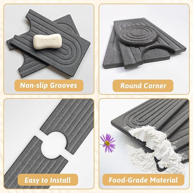 Faucet Mat for Kitchen Sink, Quick Drying Stone Sink Tray, Water Absorbent Soap - Image 6