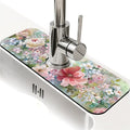 Kitchen Sink Splash Guard，soft-watercolor floral Faucet Mat Sink Gadgets-Super by ZHUZHISHAN