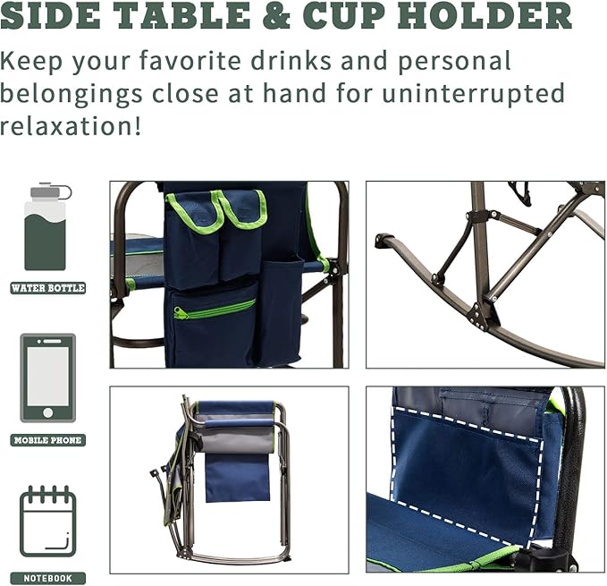 SUNNYFEEL Camping Directors Chair, Heavy Duty,Oversized Portable Folding Chair with Side Table, Pocket for Beach, Fishing,Trip,Picnic,Lawn,Concert Outdoor Foldable Camp Chairs - Image 6