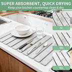 Large Stone Dish Drying Mat for Kitchen Counter, Collapsible 24"X16" Super - Image 2