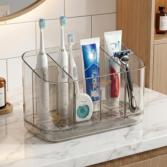 Toothbrush Holder for Bathroom Wall Mounted, 5 Slots Acrylic Toothbrush and - Image 2