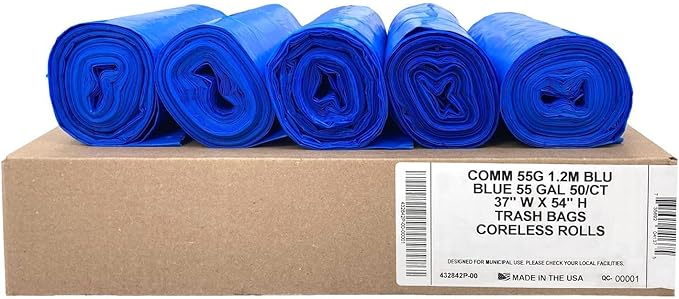 Ultrasac Heavy Duty 55 Gallon Blue Trash Bags - Image 2