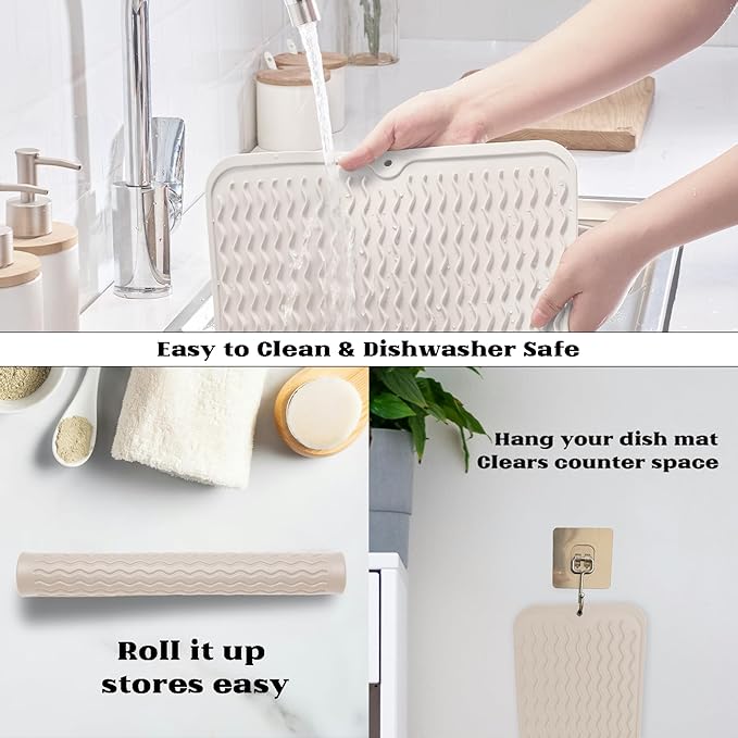ZLR Silicone Dish Drying Mat 12" x 12" Square - Image 4