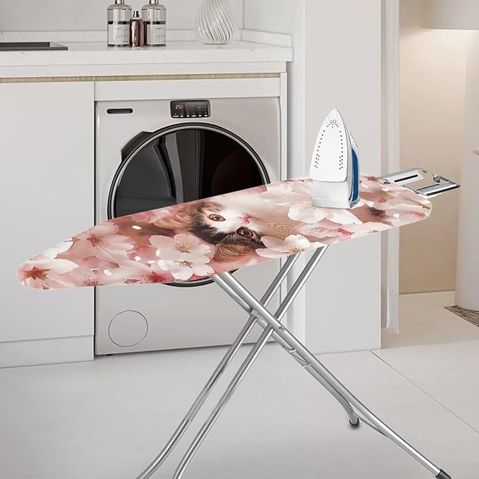 Pink Flower Cat Ironing Board Cover Cover Heat-Reflective Scorch Resistant Home - Image 2