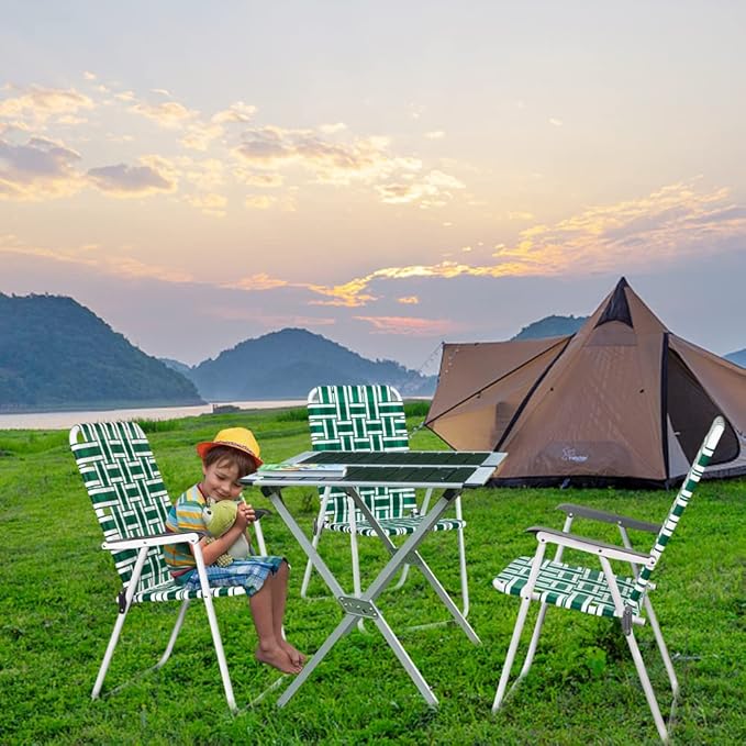VINGLI Patio Lawn Webbed Folding Chairs Set of 4, Outdoor Beach Chair Portable Dining Chair for ir for Outdoor Yard, Garden(Green, Classic) - Image 7