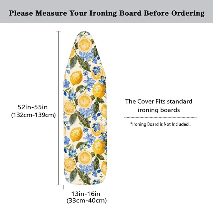 Yellow Lemon Ironing Board Cover and Pad 15x54 Inch, Iron Board Cover - Image 5