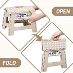 Delxo Folding Step Stool,9 Inch Lightweight Plastic Stepstool,Portable Collapsible Foldable Step Stool Non Slip Folding Stools for Kitchen Bathroom Bedroom in Khaki,1 Pack - Image 9