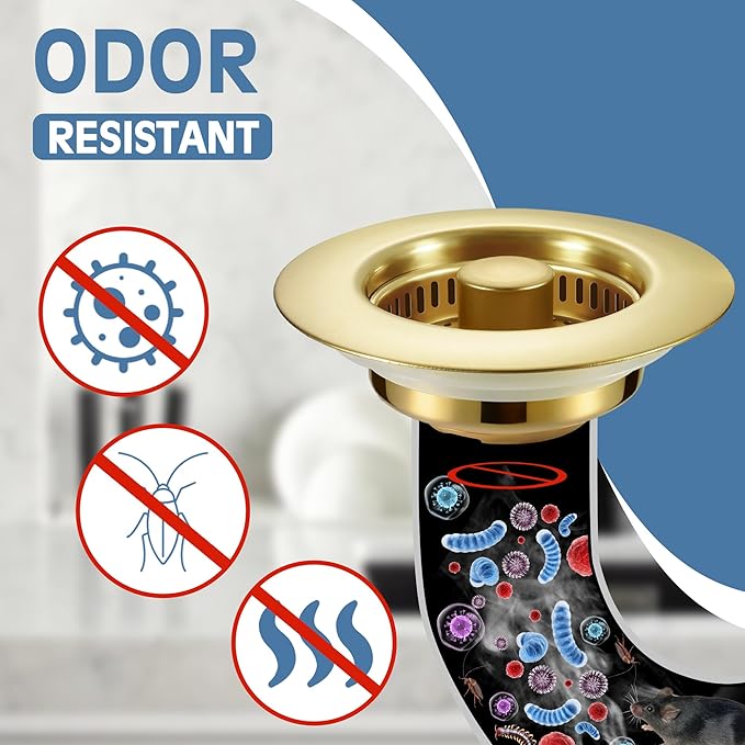 Kitchen Sink Drain Strainer 3 in 1, 304 Stainless Steel Pop Up Sink Stopper - Image 4