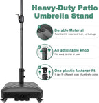 Patio Umbrella Base Heavy Duty with Wheels Square Market Stand for Outdoor 4 Locks 2 Knobs 125lb Capacity, Black - Image 6