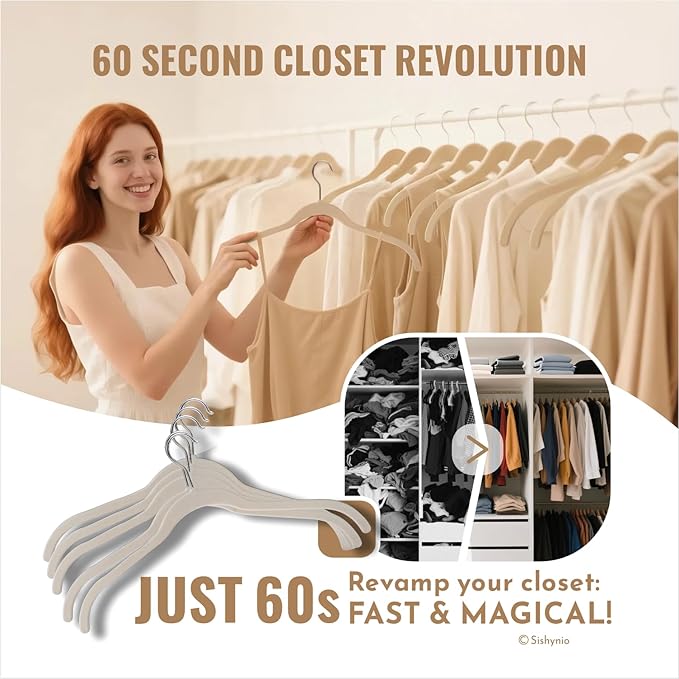 30 Pack Velvet Hangers for Clothes – Non-Slip Slim Flocked Shirt Hangers - Image 6