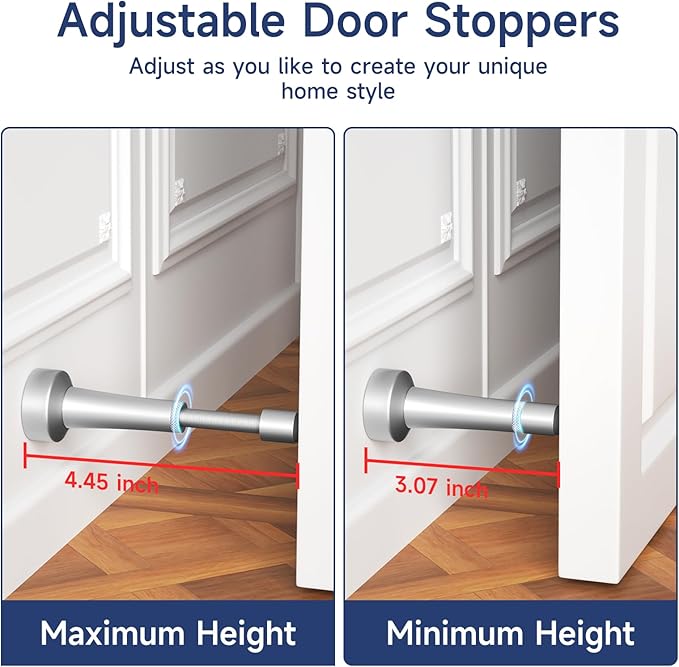 2Pcs Adjustable Door Stopper, 3.07-4.45in Aluminum Door Stoppers - Image 3