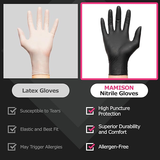 MAMISON Black Nitrile Disposable Gloves, Powder-Free, Latex-Free, 4 Mil - Image 6