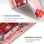 Valentine's Love Truck Dish Drying Mat, Valentine Red Gnomes Dish Drying Mat - Image 3