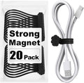 SOOOEC Black Magnetic Cable Ties, 20 Pack 7.2" Magnetic Cord Ties Cute Cloud by SOOOEC