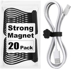 SOOOEC Black Magnetic Cable Ties, 20 Pack 7.2" Magnetic Cord Ties Cute Cloud by SOOOEC
