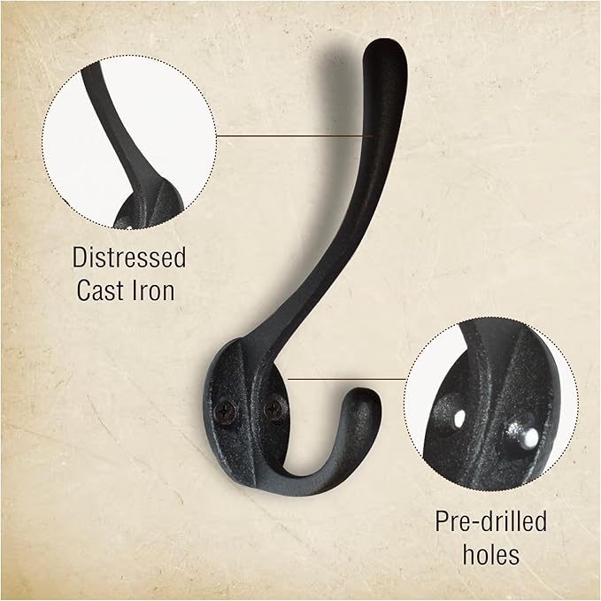 Heavy Duty Cast Iron Wall Hooks Non Rusting - Image 4