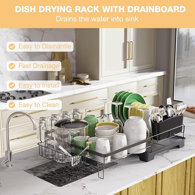 Dish Drying Rack Extendable Dish Rack Rustproof Carbon Steel - Image 5