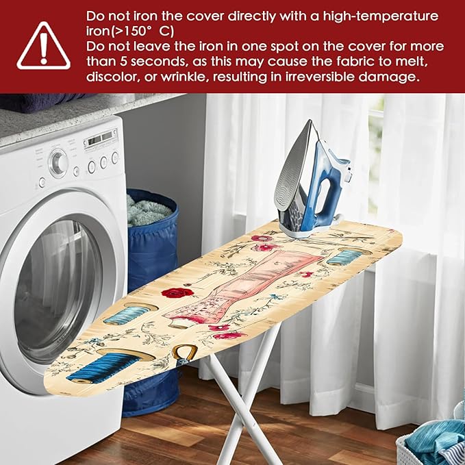 Nuxovilar Vintage Sewing and Floral Pattern Ironing Board Cover, 18×49 inch - Image 6