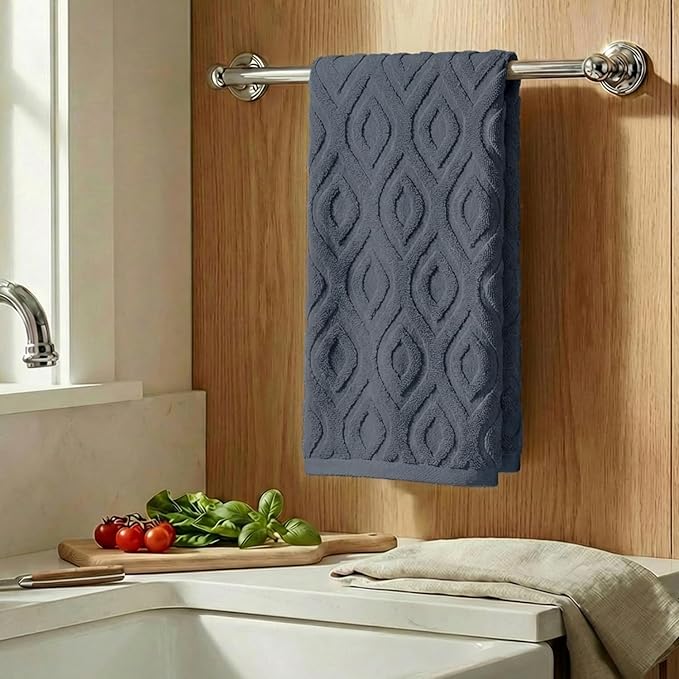 Artoid Mode 1 Pc Grey 3D Diamond Grid Jacquard Hand Towels - Image 3
