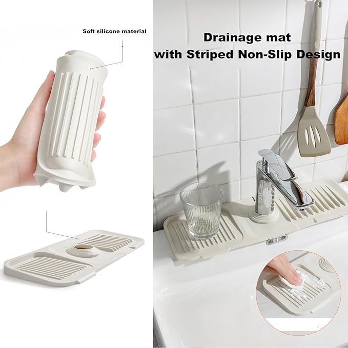 Kitchen Silicone Sink Splash Guard, 5° Slope Type Design Sink Mat, Sink Faucet - Image 3