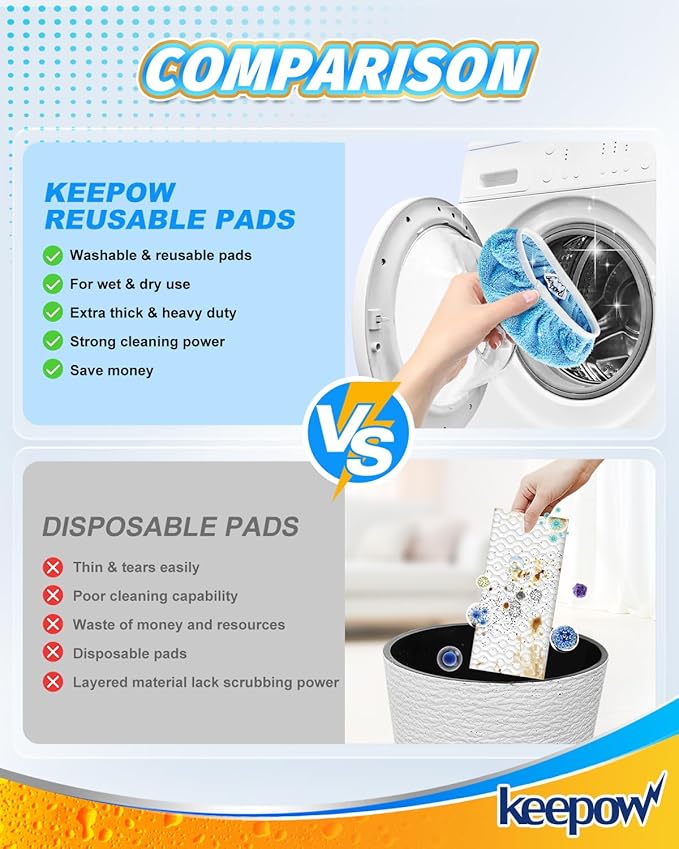 KEEPOW Reusable Dry Sweeping Cloths Microfiber Wet Pads Refill Compatible - Image 5