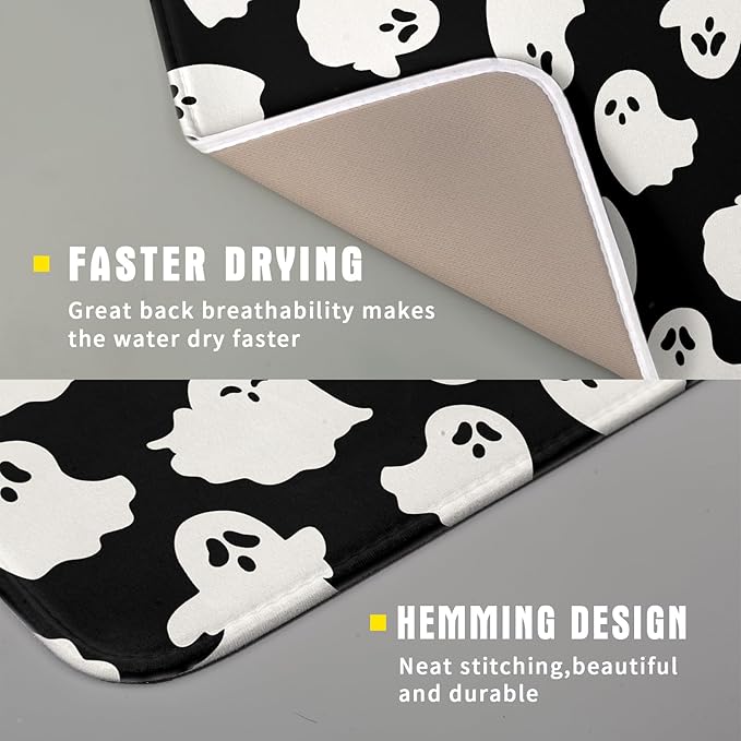 Halloween Dish Drying Mat for Kitchen Counter Cute Ghost Holiday Super - Image 3