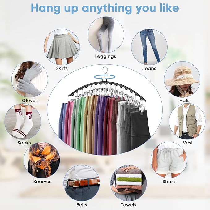 6 Pack Legging Organizer for Closet Hanging, Pants Hangers - Image 4