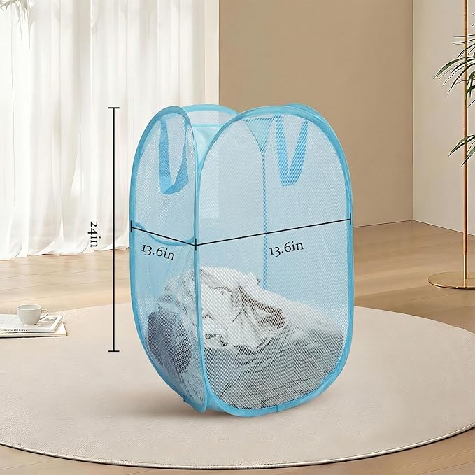 The upgraded pop-up laundry basket features a breathable side pocket mesh design - Image 3