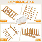Bamboo Wooden Dish Racks Plate Stand Holder Vertical Drainer Kitchen Cabinet - Image 3